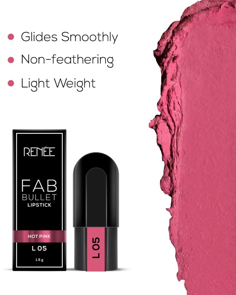 RENEE FAB Bullet Lipstick - Hot Pink (1.5 gm) (Mini / Small Pack/ Sample)