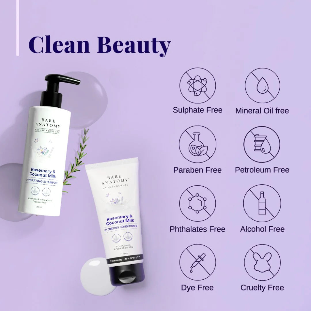 Bare Anatomy Rosemary & Coconut Milk Hydrating Shampoo & Conditioner Combo