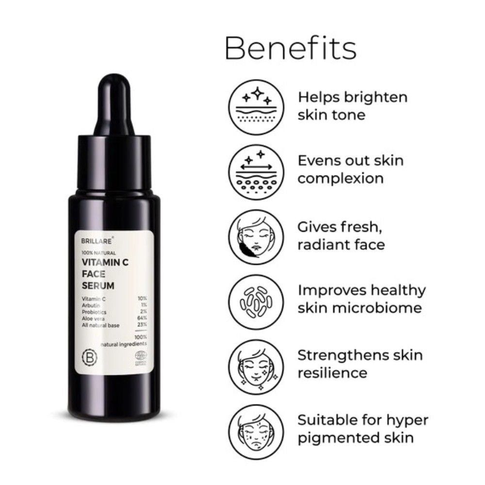 Brillare 10% Vitamin C Face Serum For Bright, Glowing Skin ( 30 ml ) ( Full Size )