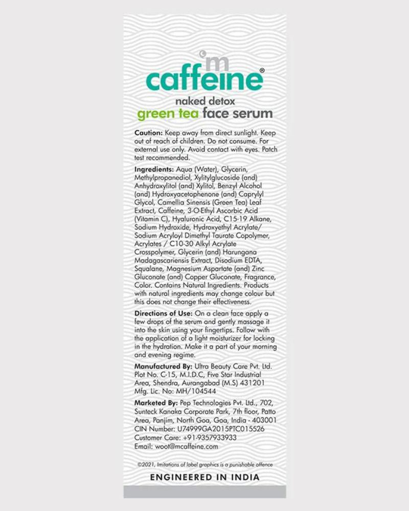 mCaffeine Green Tea Face Serum for 72 Hrs Hydration with Hyaluronic Acid ( 40 ml ) ( Full Size )