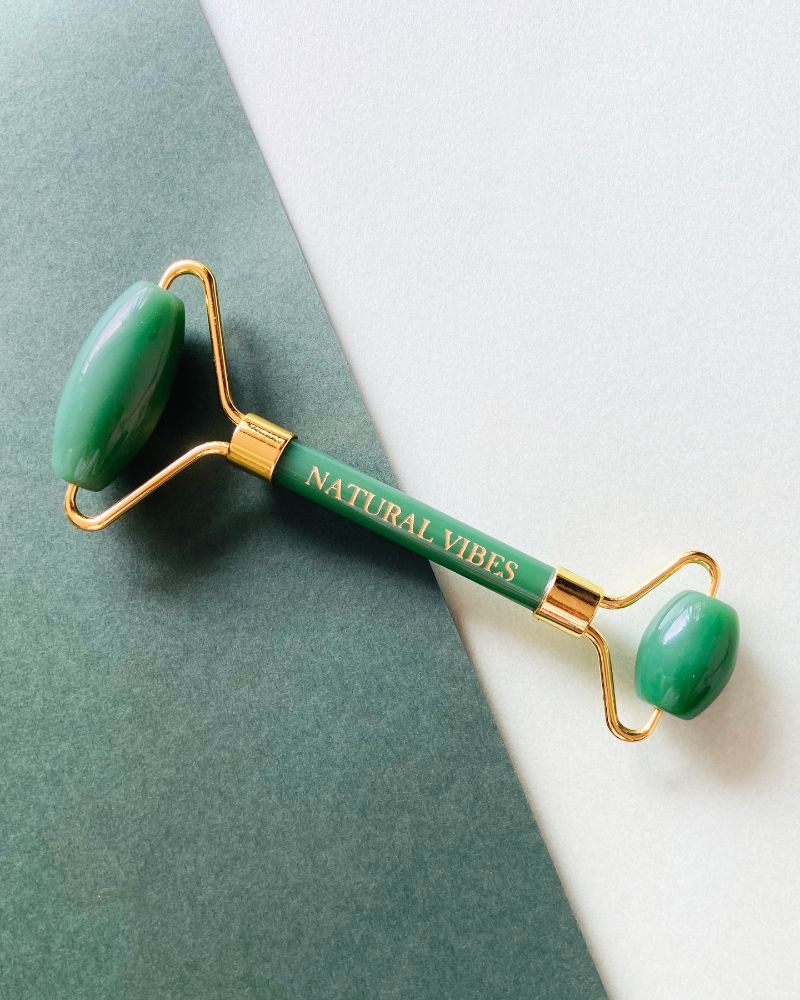 Jade Face Massage Roller with Gold Beauty Elixir Oil (3 ml) ( Full Size )