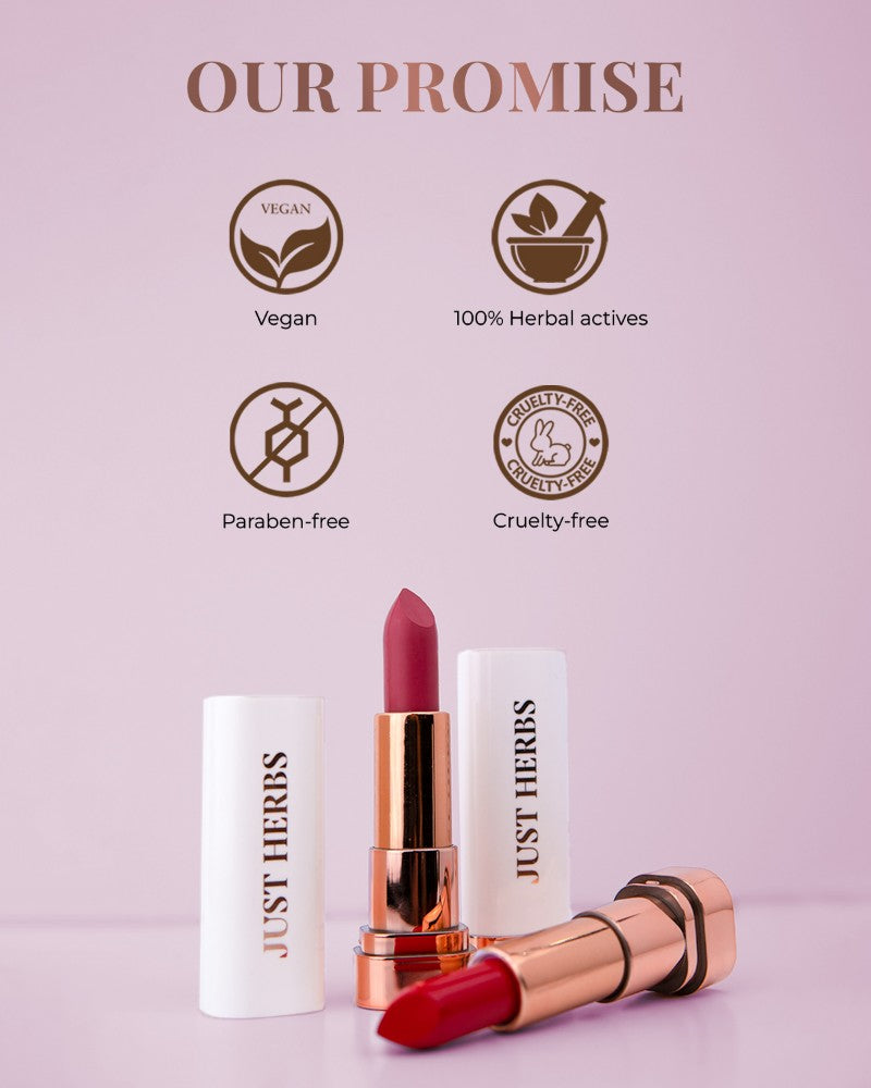 Just Herbs Long Stay Relaxed Matte Bullet Lipsticks - Fiery Pink