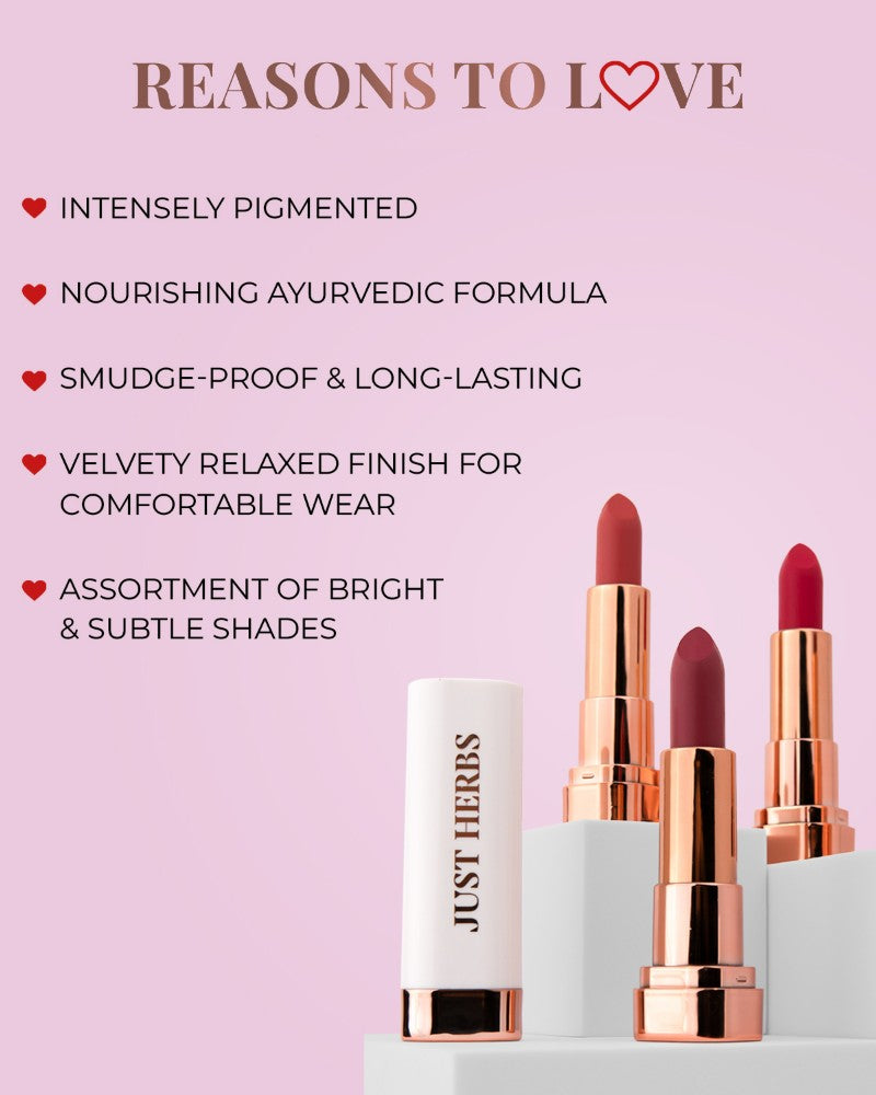 Just Herbs Long Stay Relaxed Matte Bullet Lipsticks - Coffee Date