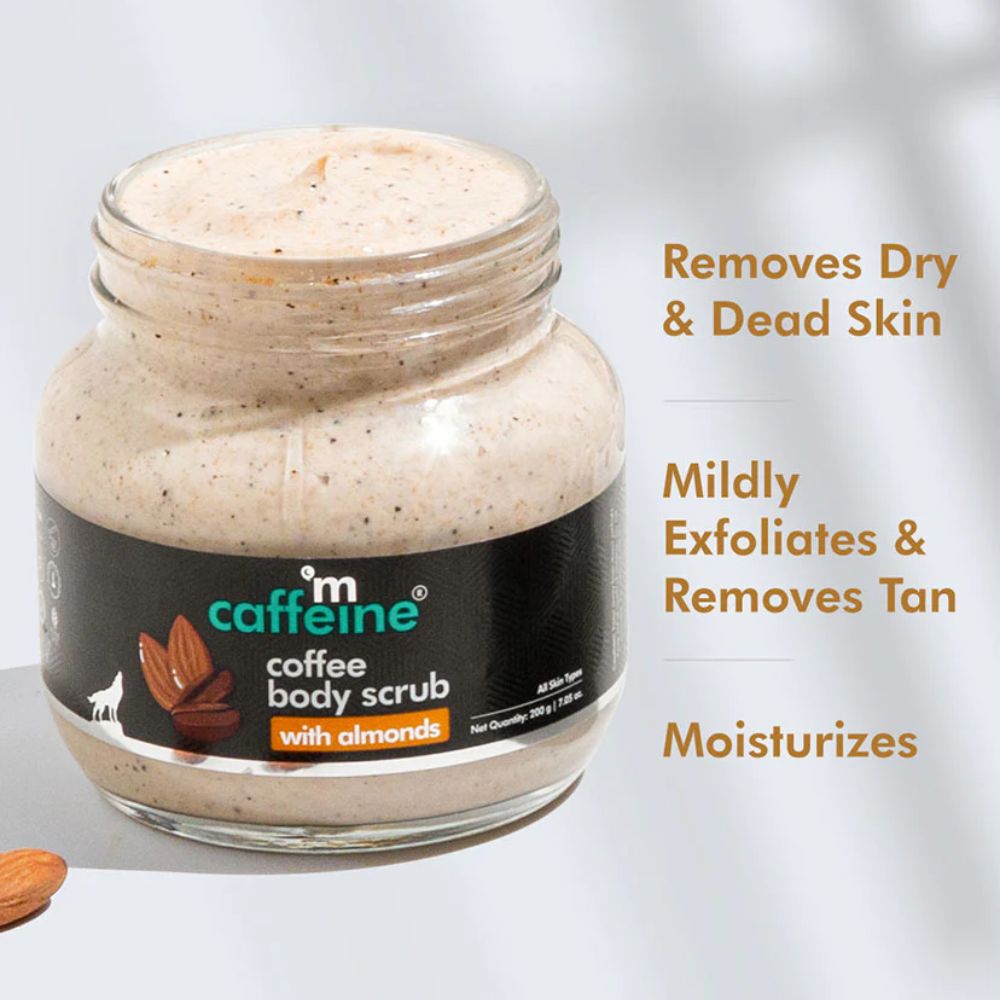 mCaffeine Moisturizing & Creamy Coffee Body Scrub with Almonds for Smooth Skin ( 200g ) ( Full Size )