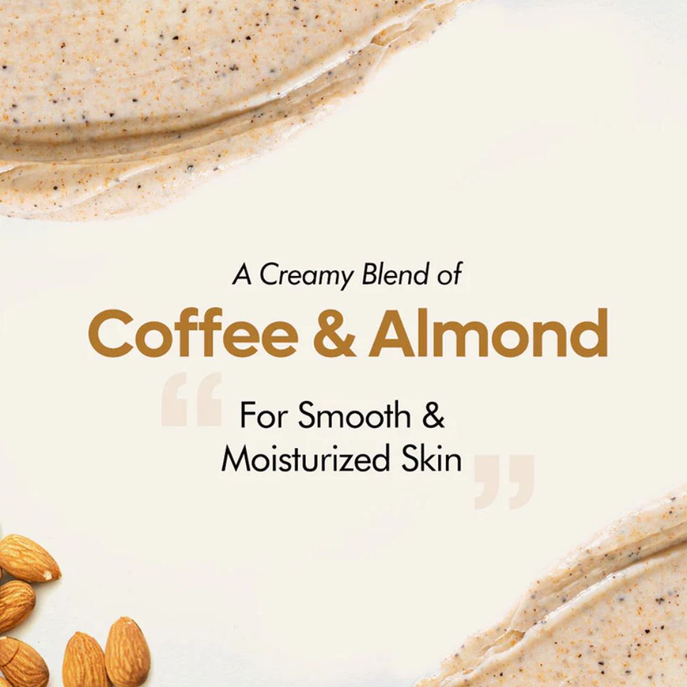 mCaffeine Moisturizing & Creamy Coffee Body Scrub with Almonds for Smooth Skin ( 200g ) ( Full Size )