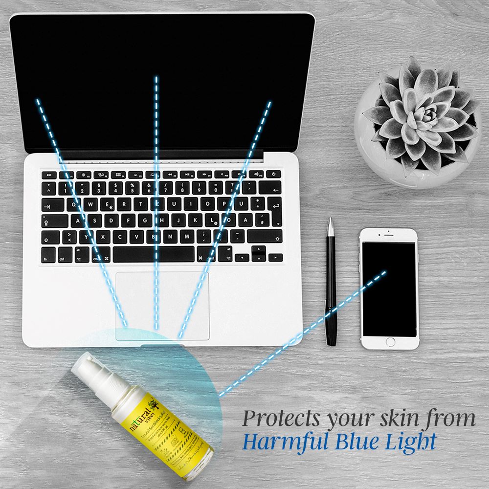 Natural Vibes Sunscreen Lotion with SPF 30 - Indoor, Outdoor & Water Resistant with Blue light Protection ( 30 ml ) ( Full Size )