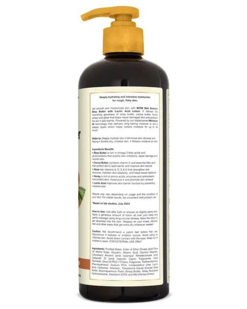 WOW Skin Science Shea Butter And Cocoa Butter With Lactic Acid Body Lotion ( 400 Ml ) ( Full Size )