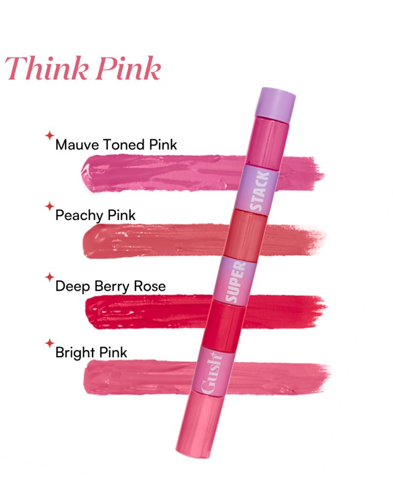 GUSH BEAUTY SUPER STACK MATTE LIQUID LIPSTICK 4-in-1 - Think Pink ( Full Size ) ( 8.4 ml )
