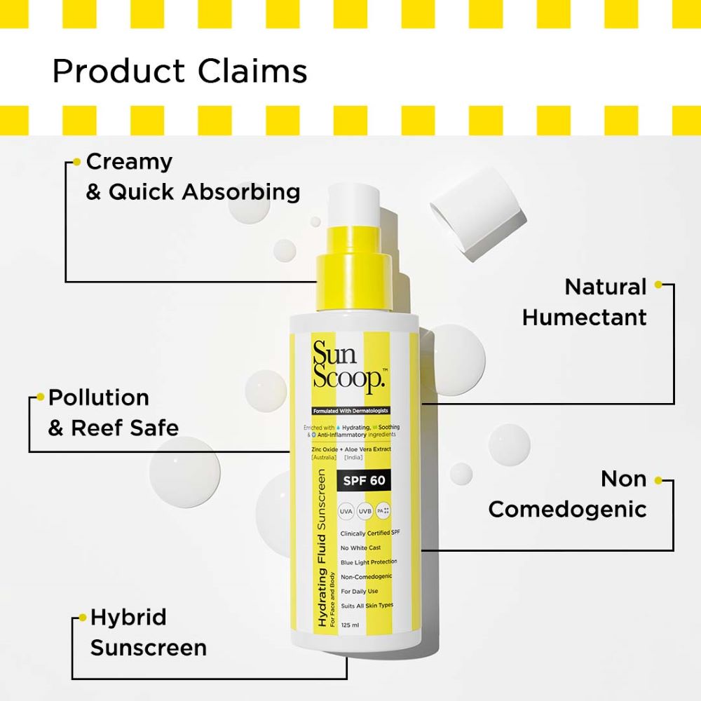 Sun Scoop Hydrating Fluid Sunscreen For Face And Body With SPF 60 PA++++ ( Full Size ) (125ml)