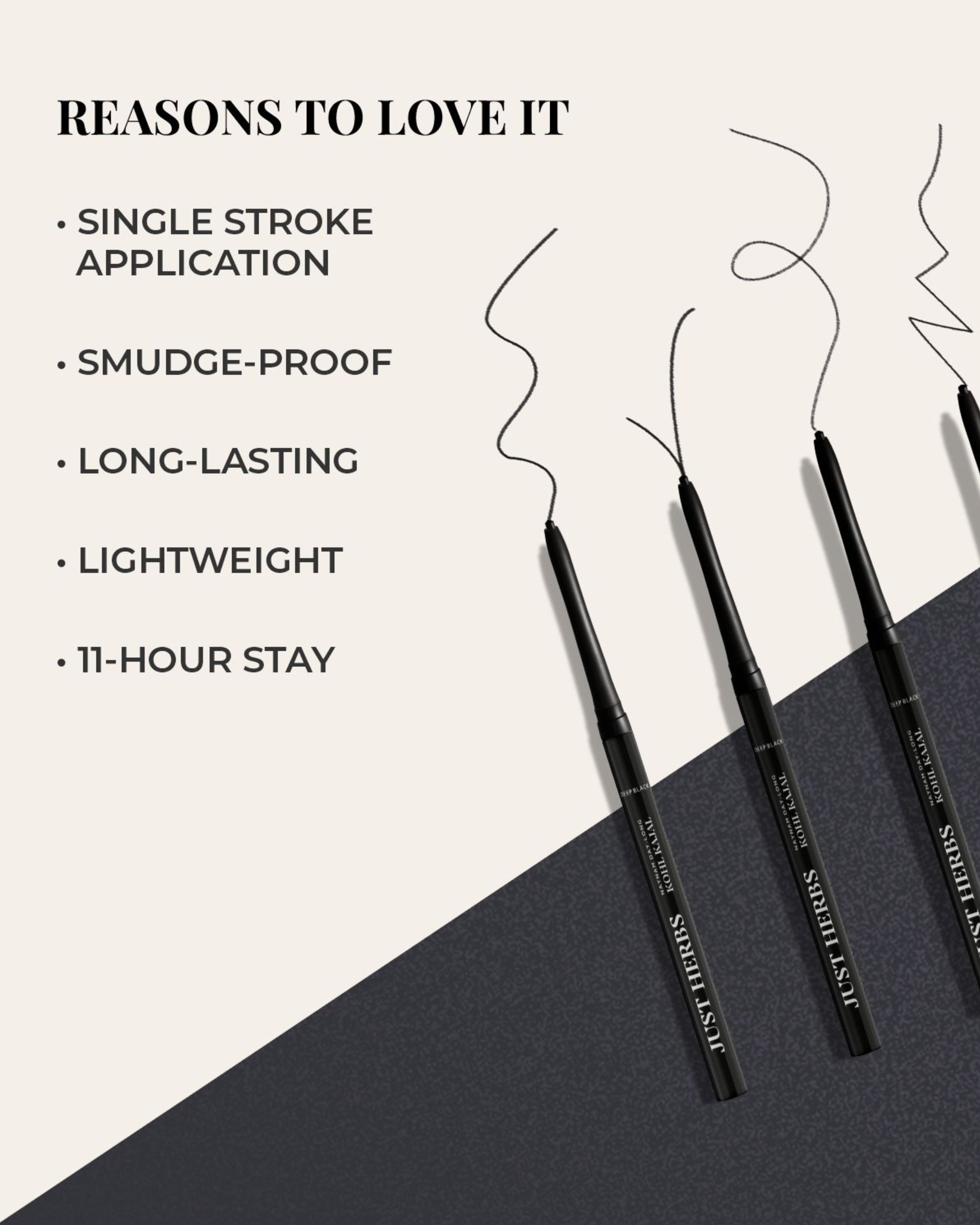 Just Herbs Naynam Day Long Retractable Kajal - Deep Black