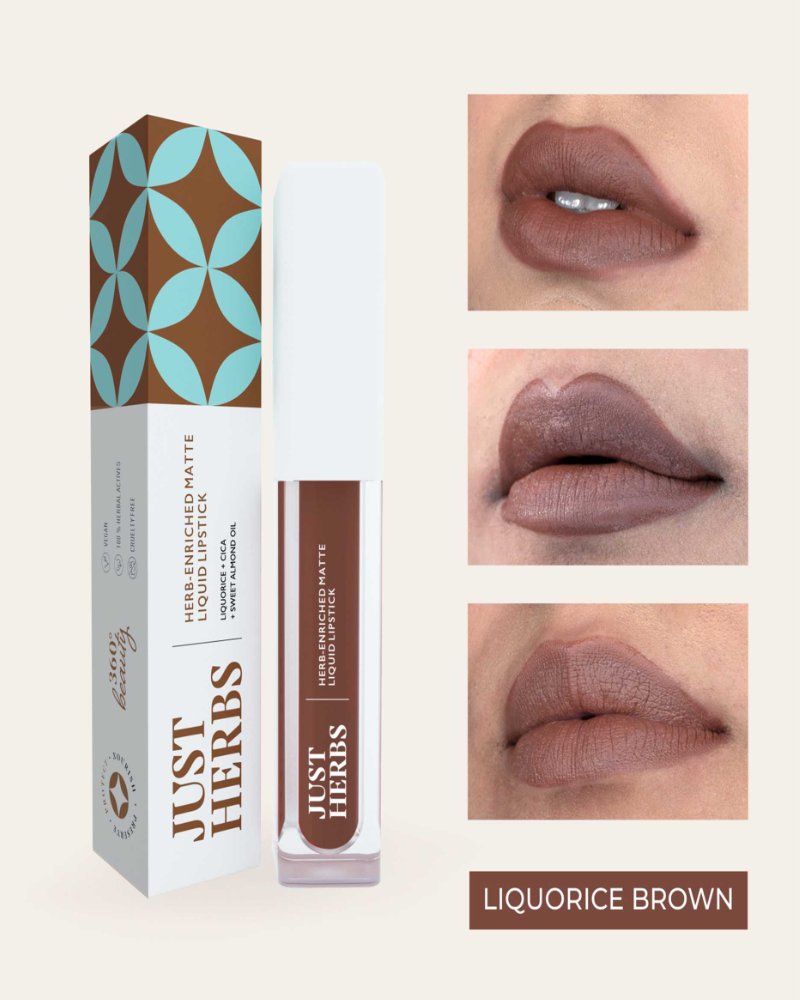 Just Herbs - Herb-enriched Matte Liquid Lipstick - Liquorice Brown