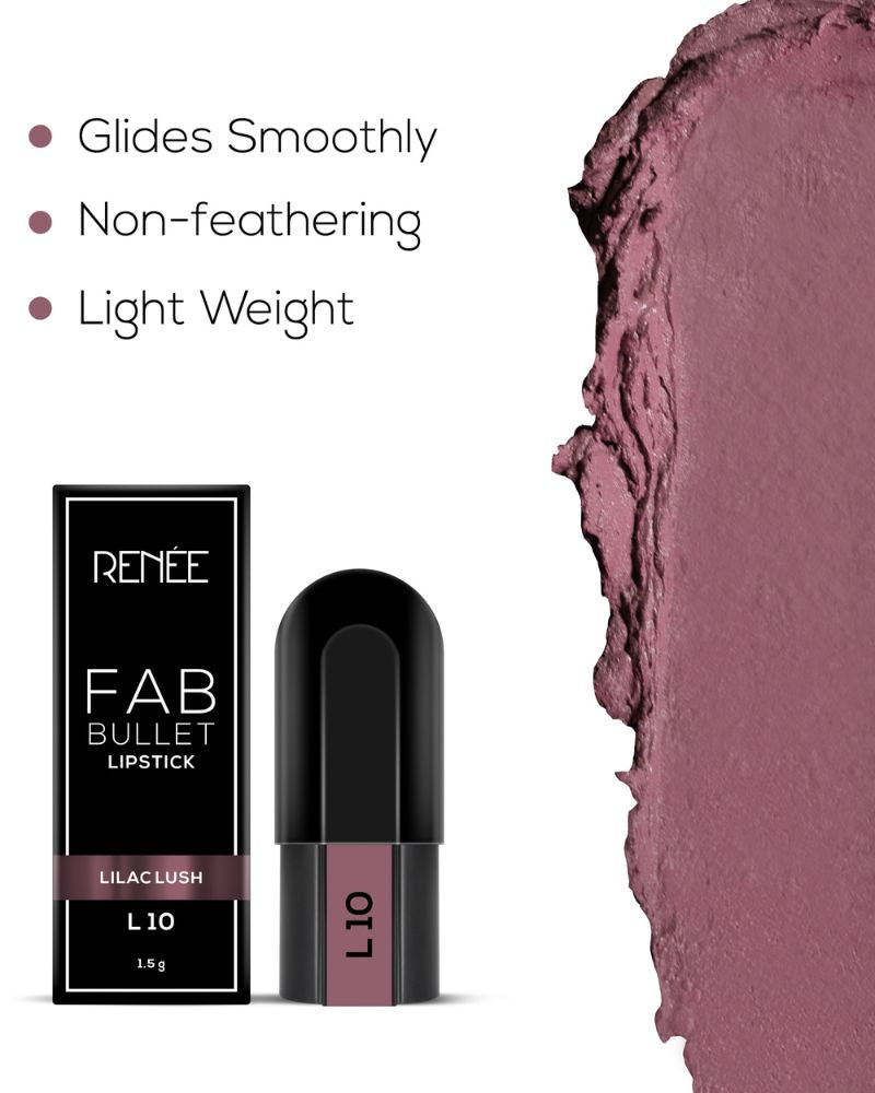 RENEE Fab Bullet Lipstick - Lilac Lush (1.5 gm) (Mini / Small Pack/ Sample)