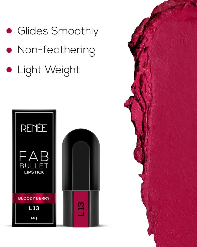 RENEE Fab Bullet Lipstick - Bloody Berry (1.5 gm) (Mini / Small Pack/ Sample)