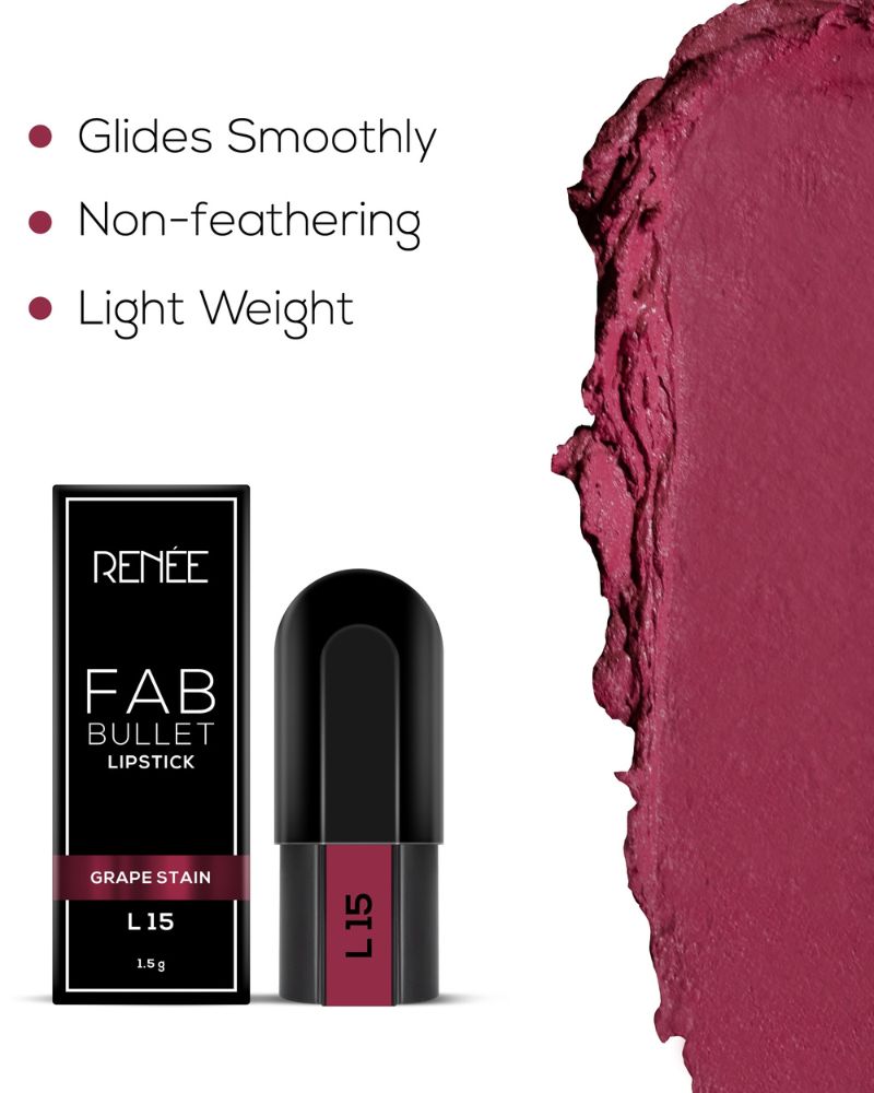 Renee Fab Bullet Lipstick Combo ( Pinks  & Purple ) ( Pack of 5 ) ( 1.5 gm Each )