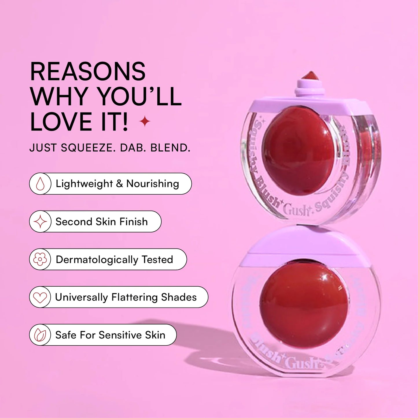 Gush Beauty Squishy Blush - Liquid Blush (Bare Me Nude - Soft Coral Pink ) (15 gm)