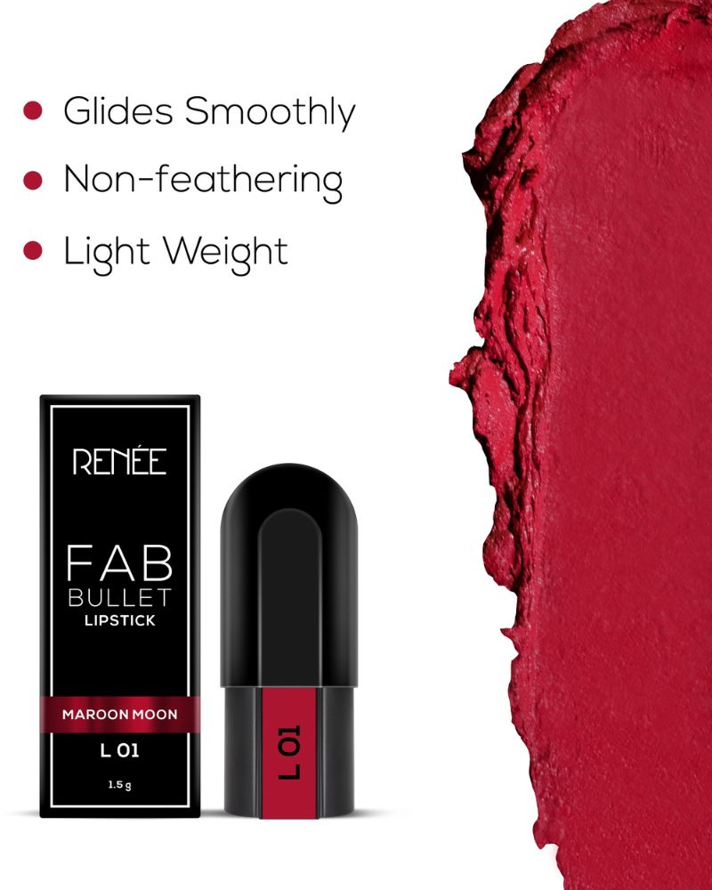 RENEE FAB Bullet Lipstick - Maroon Moon (1.5 gm) (Mini / Small Pack/ Sample)