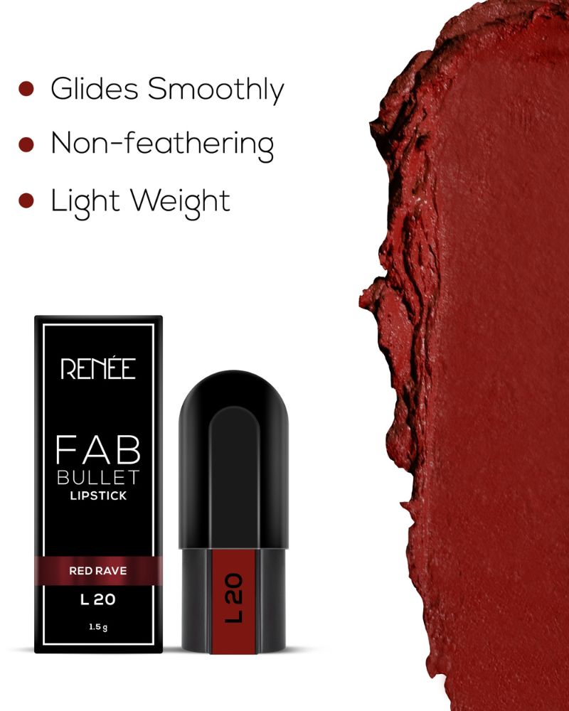 RENEE Fab Bullet Lipstick - Red Rave (1.5 gm) (Mini / Small Pack/ Sample)