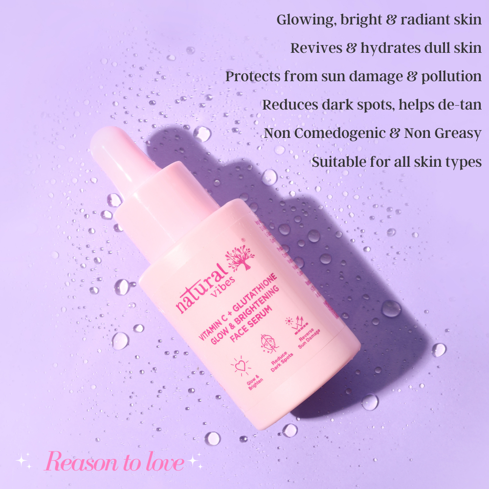 Natural Vibes Vitamin C + Glutathione Glow & Brightening Face Serum (30 ml) ( Full Size )