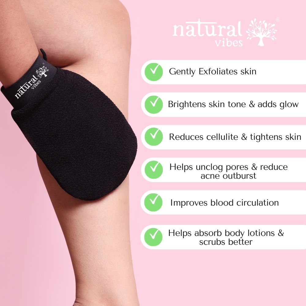 Natural Vibes Exfoliating & Scrubbing Glove for Smooth Skin & Cellulite Reduction