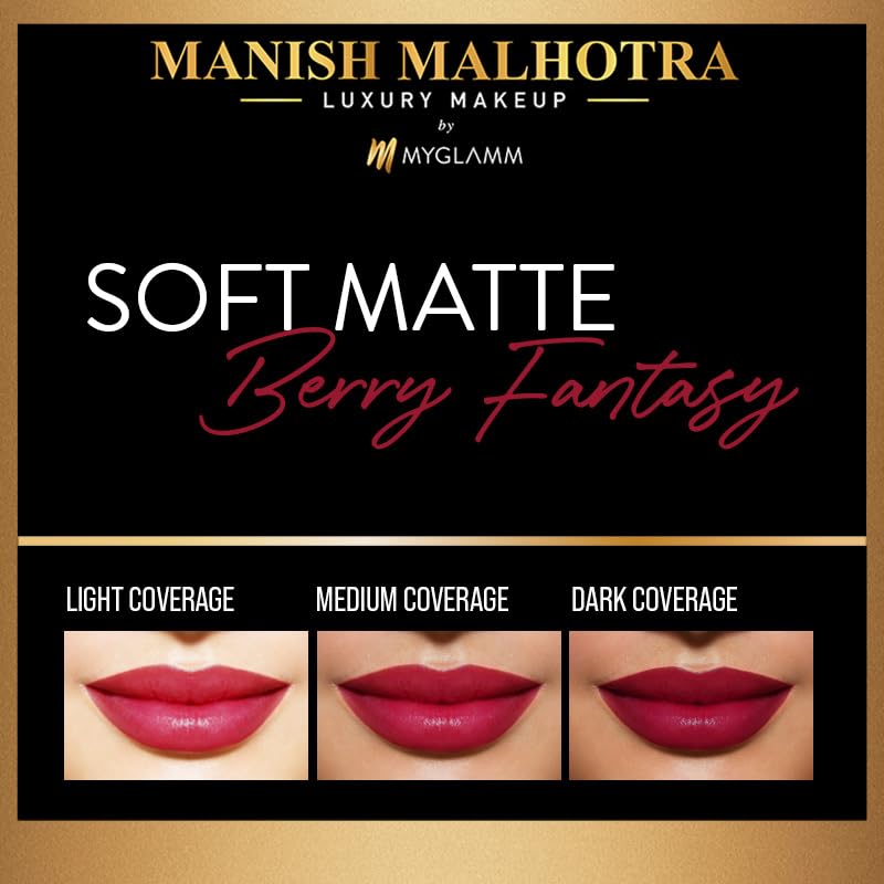 Manish Malhotra Beauty By MyGlamm Soft Matte Lipstick - Berry Fantasy ( 4 gm ) ( Full Size )