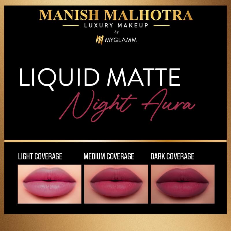 Manish Malhotra Beauty By MyGlamm Liquid Matte Lipstick - Night Aura ( 7 gm ) ( Full Size )