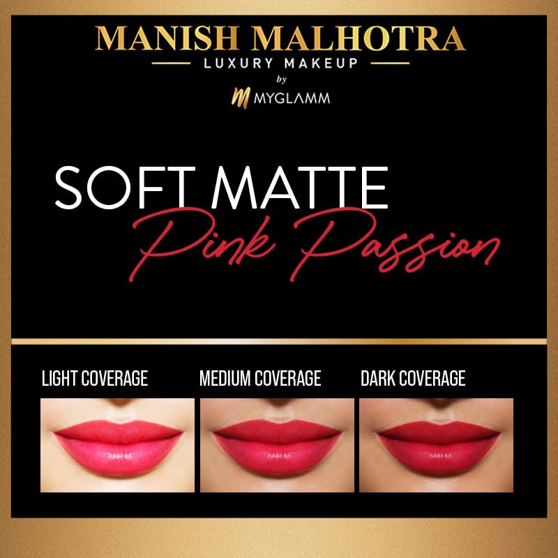 Manish Malhotra Beauty By MyGlamm Soft Matte Lipstick - Pink Passion ( 4 gm ) ( Full Size )