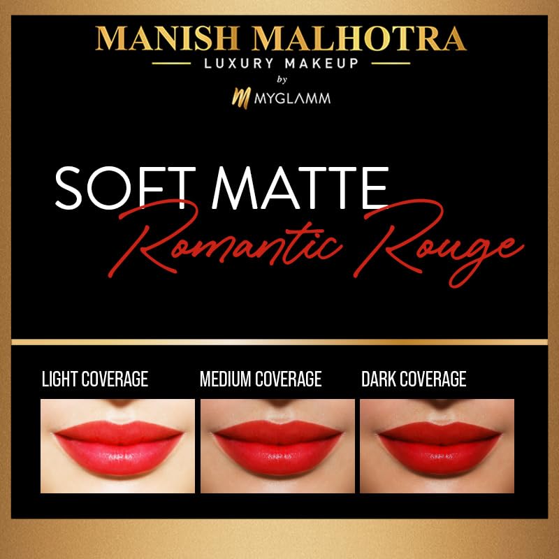 Manish Malhotra Beauty By MyGlamm Soft Matte Lipstick - Romantic Rouge ( 4 gm ) ( Full Size )