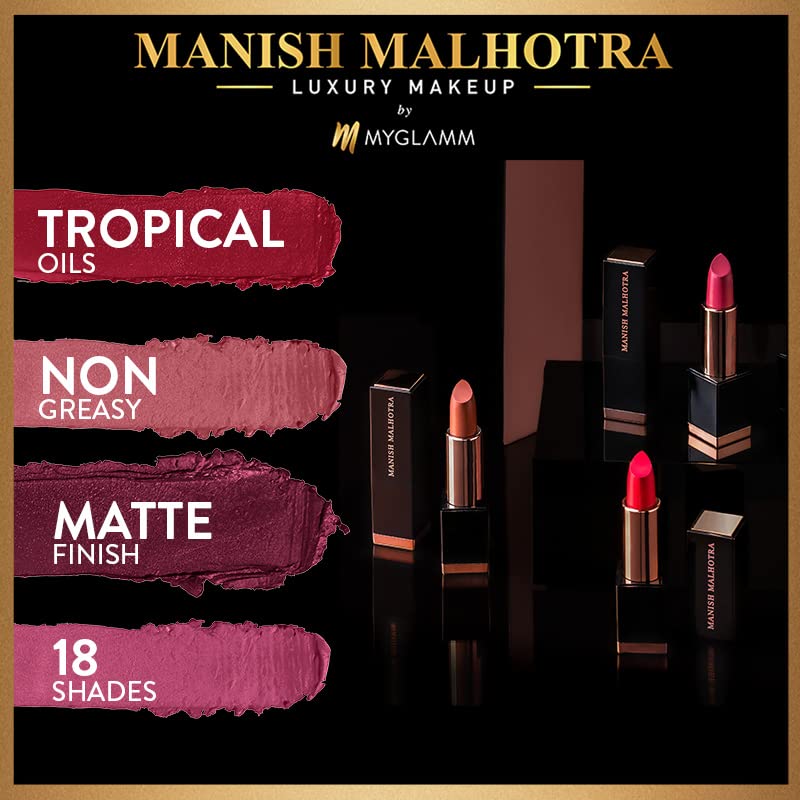 Manish Malhotra Beauty By MyGlamm Soft Matte Lipstick - Pink Passion ( 4 gm ) ( Full Size )
