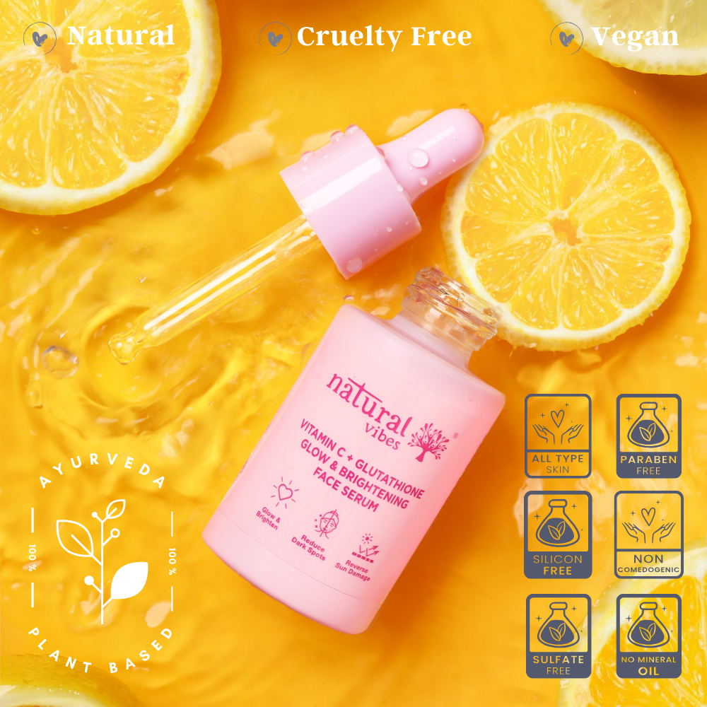 Natural Vibes Vitamin C + Glutathione Glow & Brightening Face Serum (30 ml) ( Full Size )