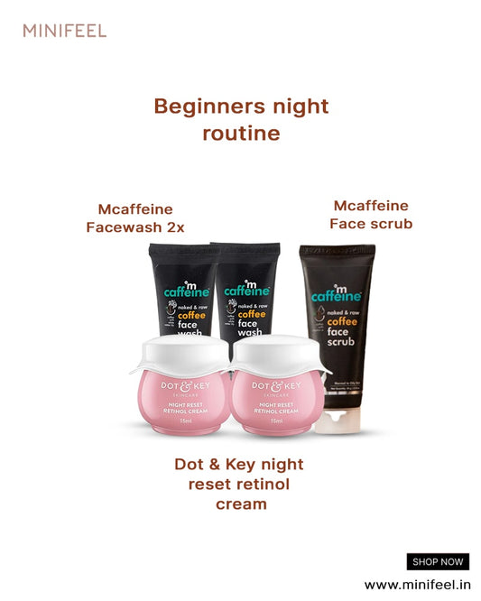 Beginners Night Skincare Routine ( Pack of 5 ) ( Mini / Small pack / Sample )