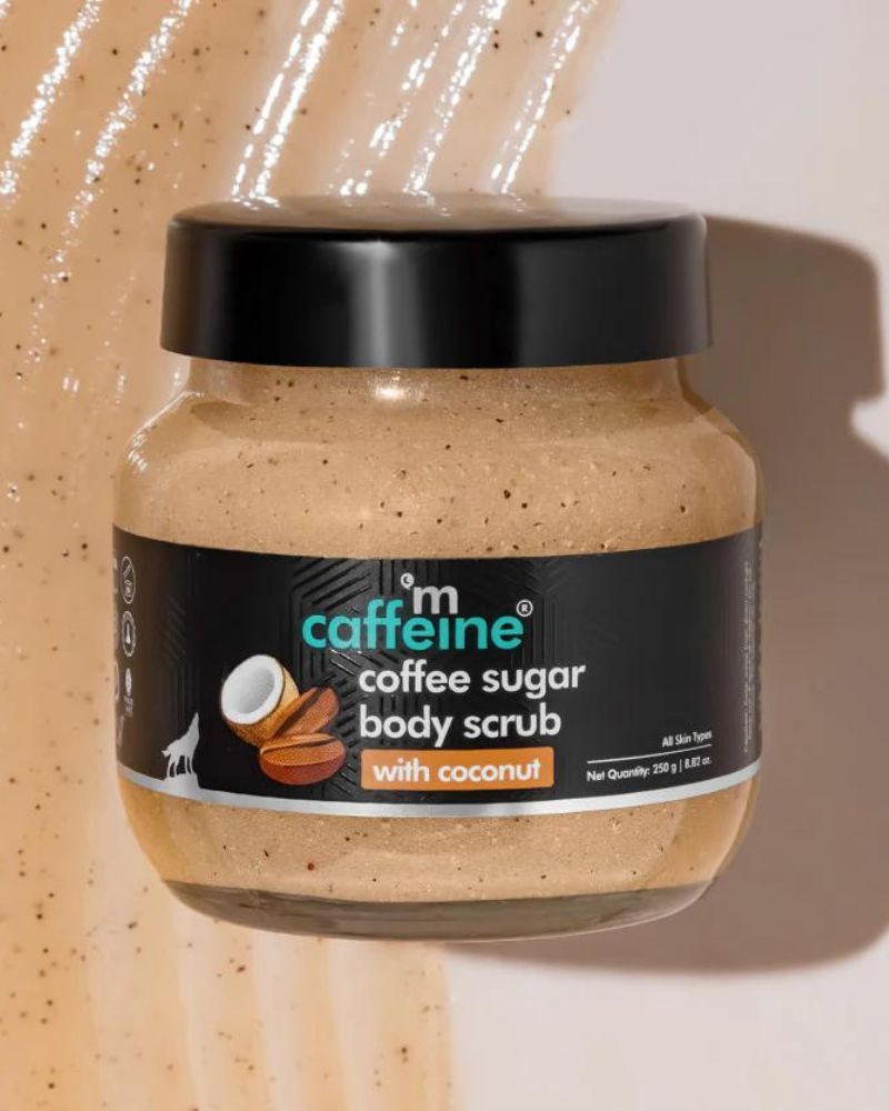 mCaffeine Coffee Sugar Body Scrub with Coconut for Gentle Exfoliation & Smoothening ( 250g ) ( Full Size )