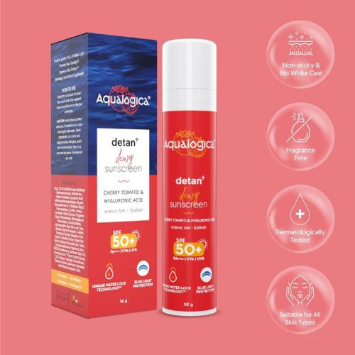 Aqualogica Detan+ Dewy Sunscreen SPF 50+ PA +++ No White Cast ( 50gm )