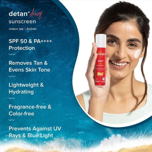 Aqualogica Detan+ Dewy Sunscreen SPF 50+ PA +++ No White Cast ( 50gm )