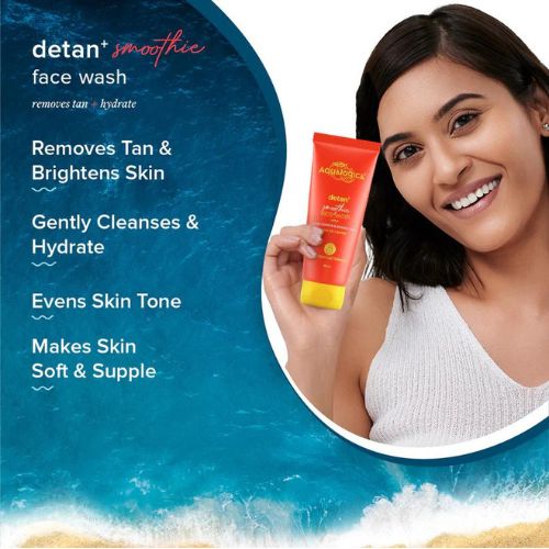 Aqualogica Detan+ Smoothie Face Wash with Cherry Tomato & Glycolic Acid for Tan Removal - 100ml