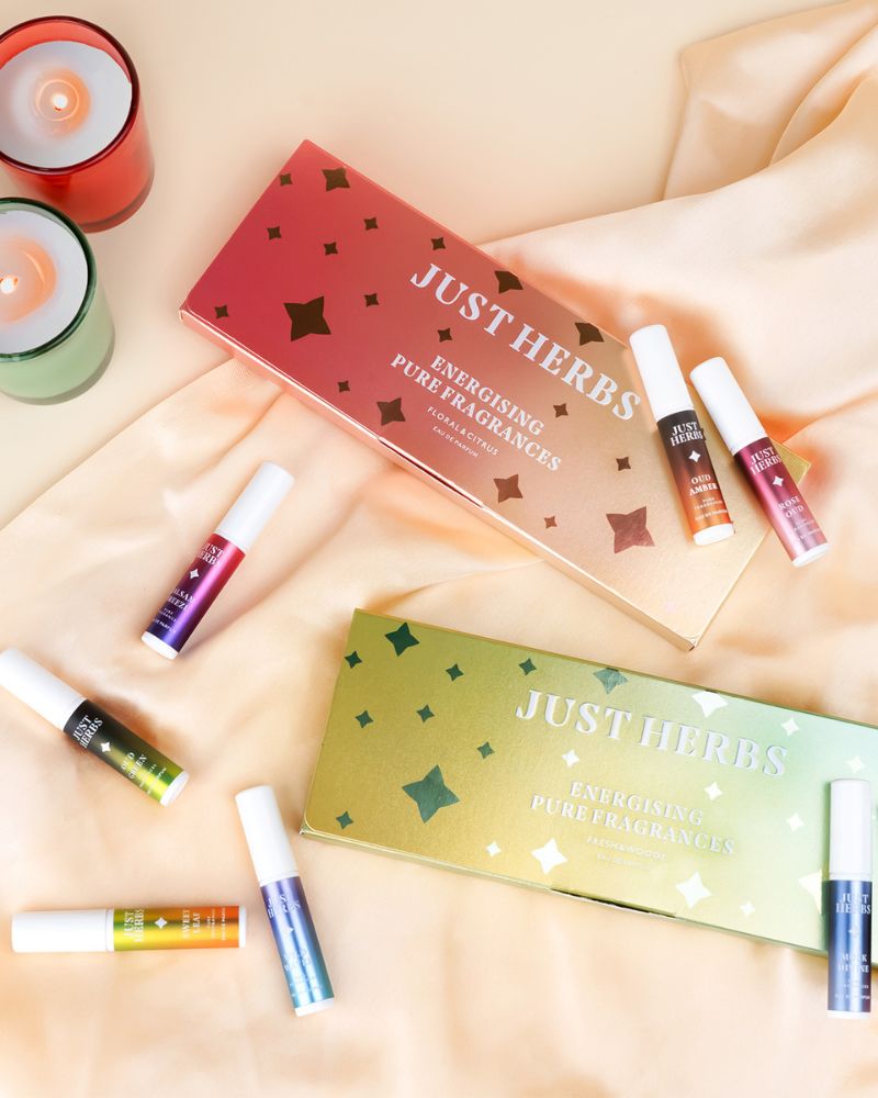 Just Herbs Energising Pure Fragrances Floral & Citrus ( Pack of 8 ) ( Mini/ Small Pack/ Sample )