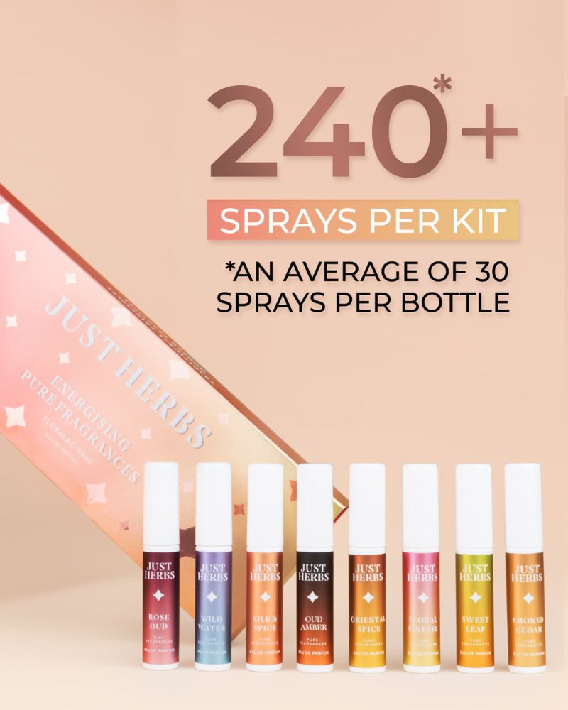 Just Herbs Energising Pure Fragrances Floral & Citrus ( Pack of 8 ) ( Mini/ Small Pack/ Sample )