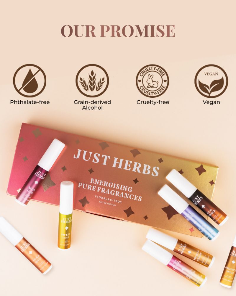 Just Herbs Energising Pure Fragrances Floral & Citrus ( Pack of 8 ) ( Mini/ Small Pack/ Sample )