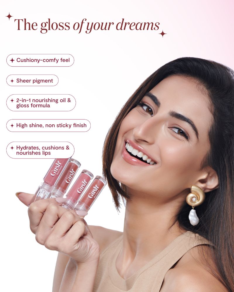 GUSH BEAUTY Glaze Lip Oil Gloss (Clear Gloss - Crystal Milk) ( 2.8 ml )( Full Size )