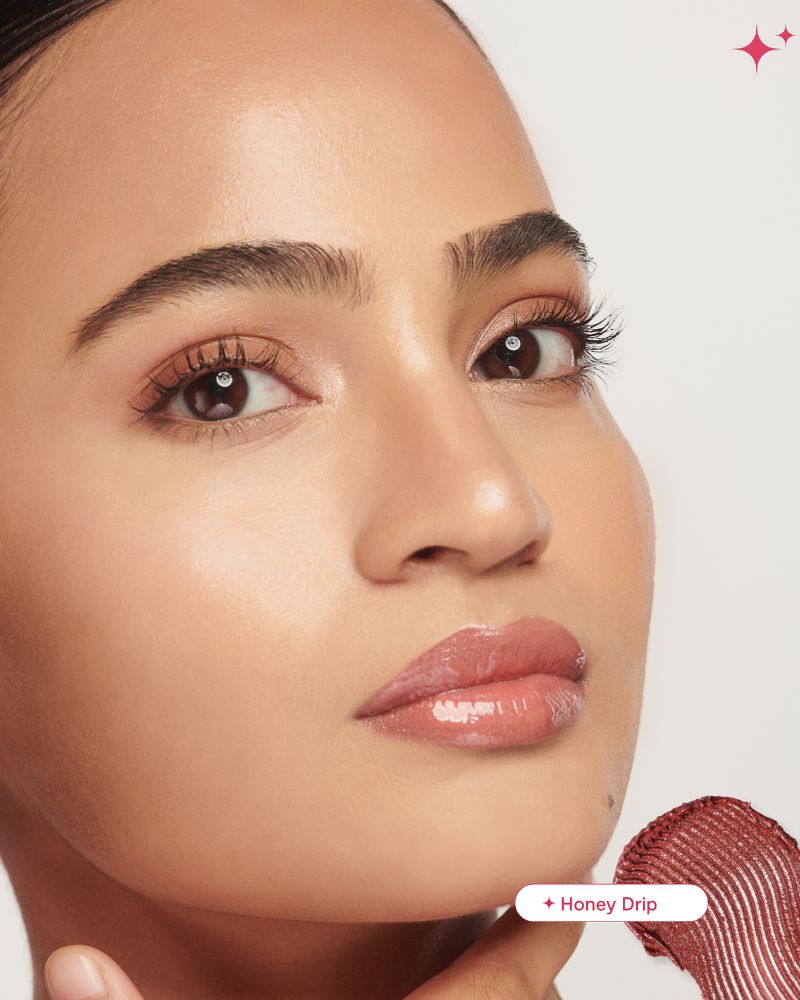 GUSH BEAUTY Glaze Lip Oil Gloss ( Brown Gloss - Honey Drip ) ( 2.8 ml )( Full Size )