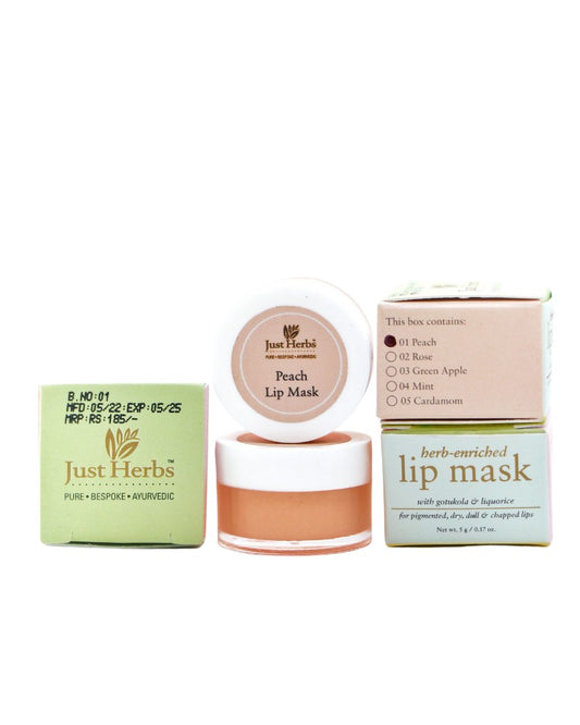 Just Herbs - Herbs Enriched Peach Lip Mask ( 5 gm ) ( Mini / Small Pack / Sample )