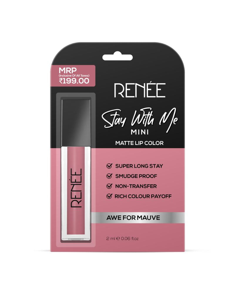 Renee Stay With Me Mini Matte Lip Color - (Awe For Mauve) (2 ml) (Mini/Small Pack/Sample)