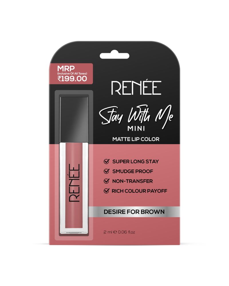 Renee Stay With Me Mini Matte Lip Color - (Desire For Brown) (2 ml) (Mini/Small Pack/Sample)