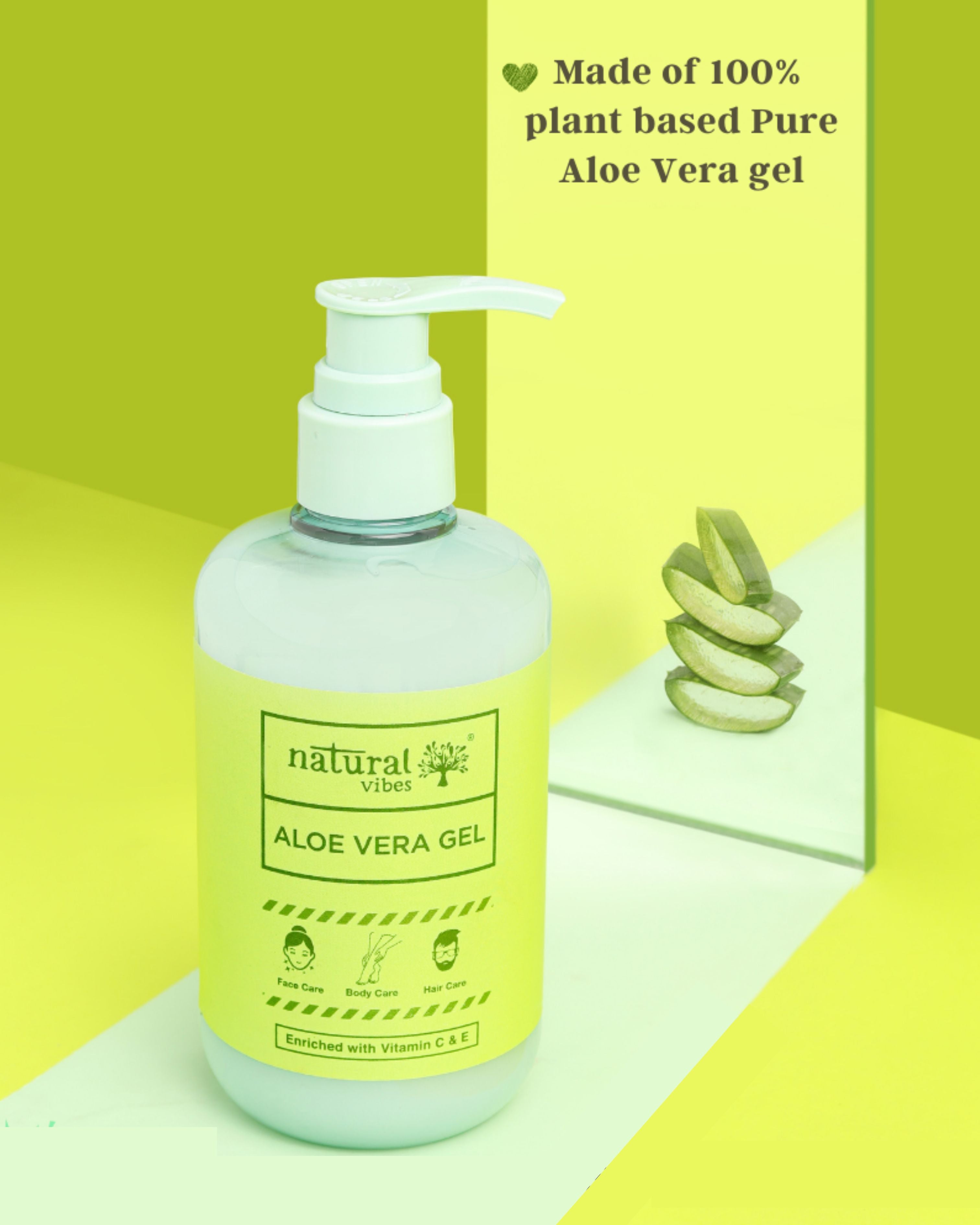 Natural Vibes Aloe Vera Gel with Vitamin C & E for Face, Hair & Body ( 300 ml )