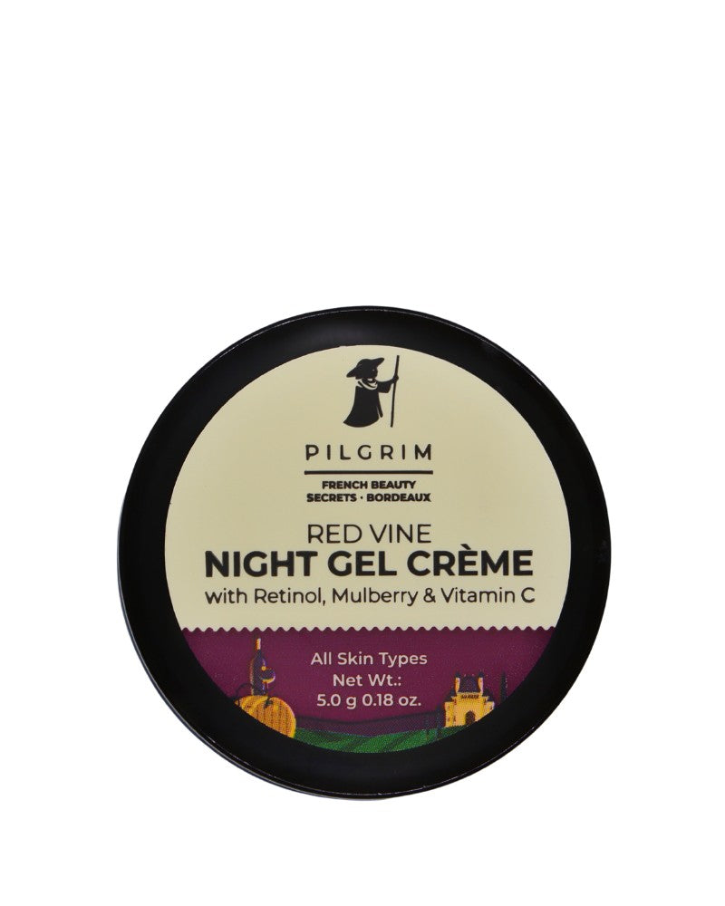 pilgrim Red Vine Night Gel Crème with Retinol, Mulberry & Vit. C ( 5 gm ) ( Mini / Small Pack / Sample )