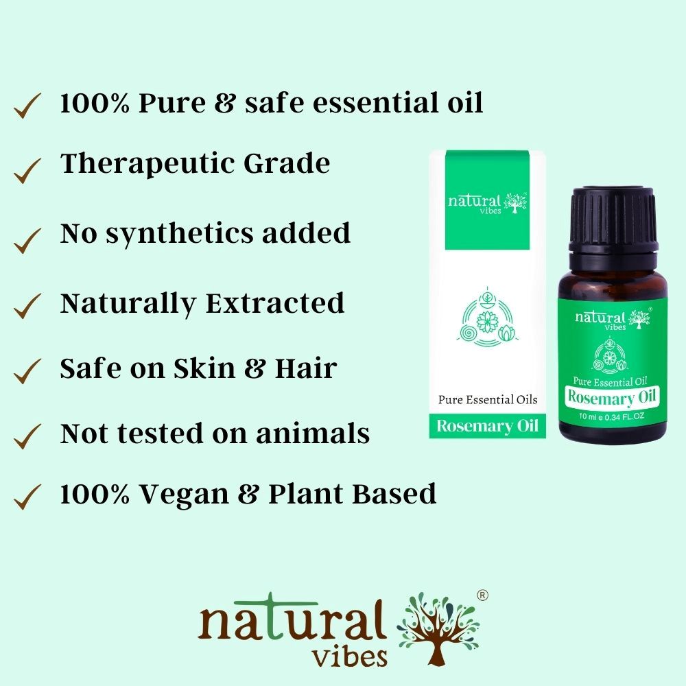 Natural Vibes Rosemary Pure Essential Oil for Hair Fall, Growth & Strong, Thick Hair ( 10 ml ) ( Full Size )