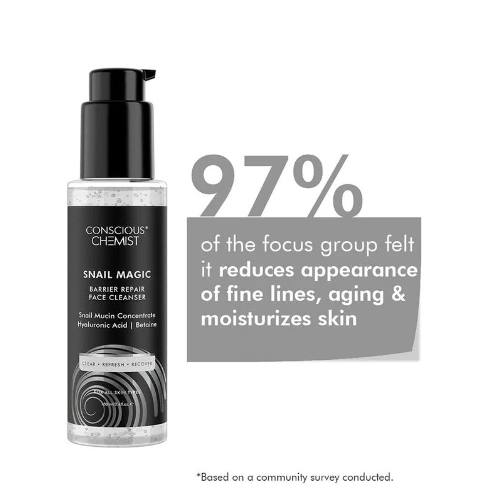 Conscious Chemist Snail Magic Cleanser | Hydration & Barrier Repair | Snail Mucin & Hyaluronic Acid ( Full Size ) ( 100 ml )