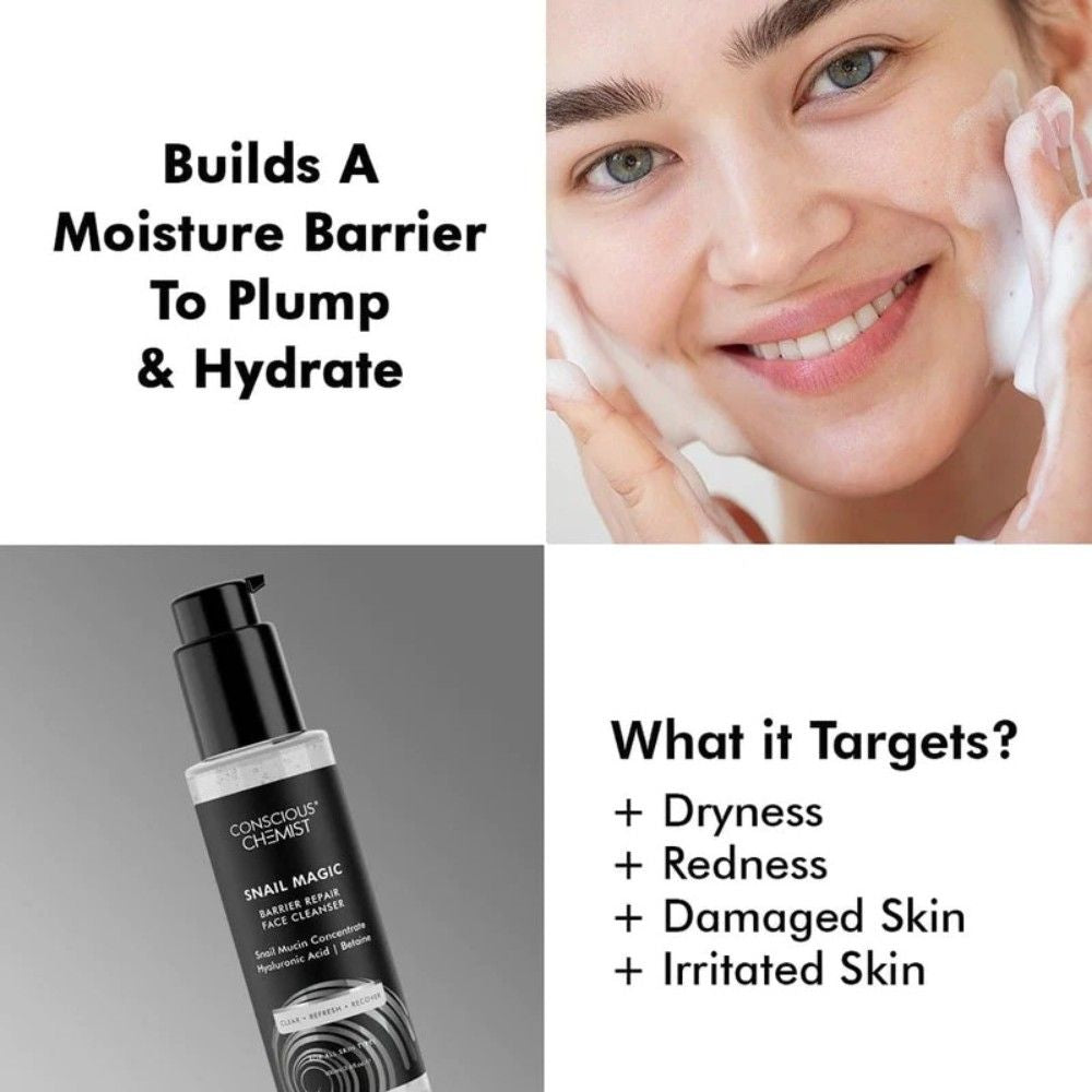 Conscious Chemist Snail Magic Cleanser | Hydration & Barrier Repair | Snail Mucin & Hyaluronic Acid ( Full Size ) ( 100 ml )