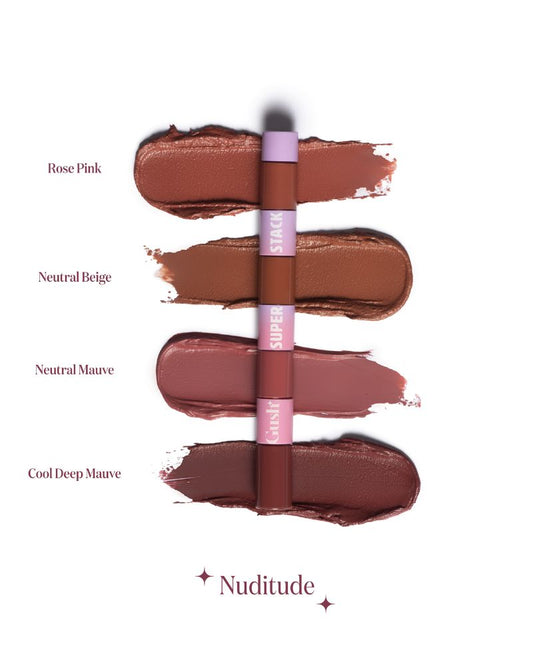 GUSH BEAUTY SUPER STACK MATTE LIQUID LIPSTICK 4-in-1 - Nuditude ( Full Size ) ( 8.4 ml )