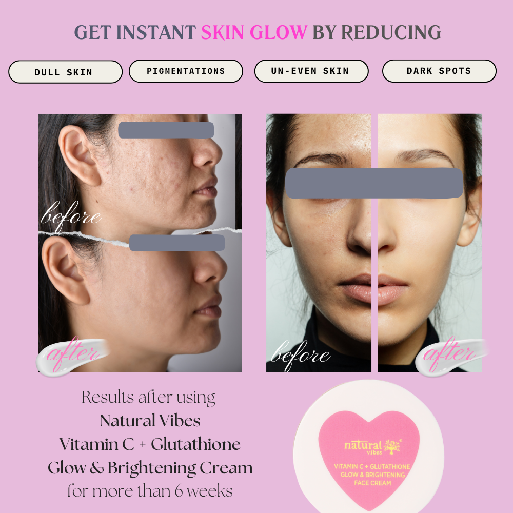 Natural Vibes Vitamin C + Glutathione Glow & Brightening Face Day & Night Cream ( 50 g ) ( Full Size )