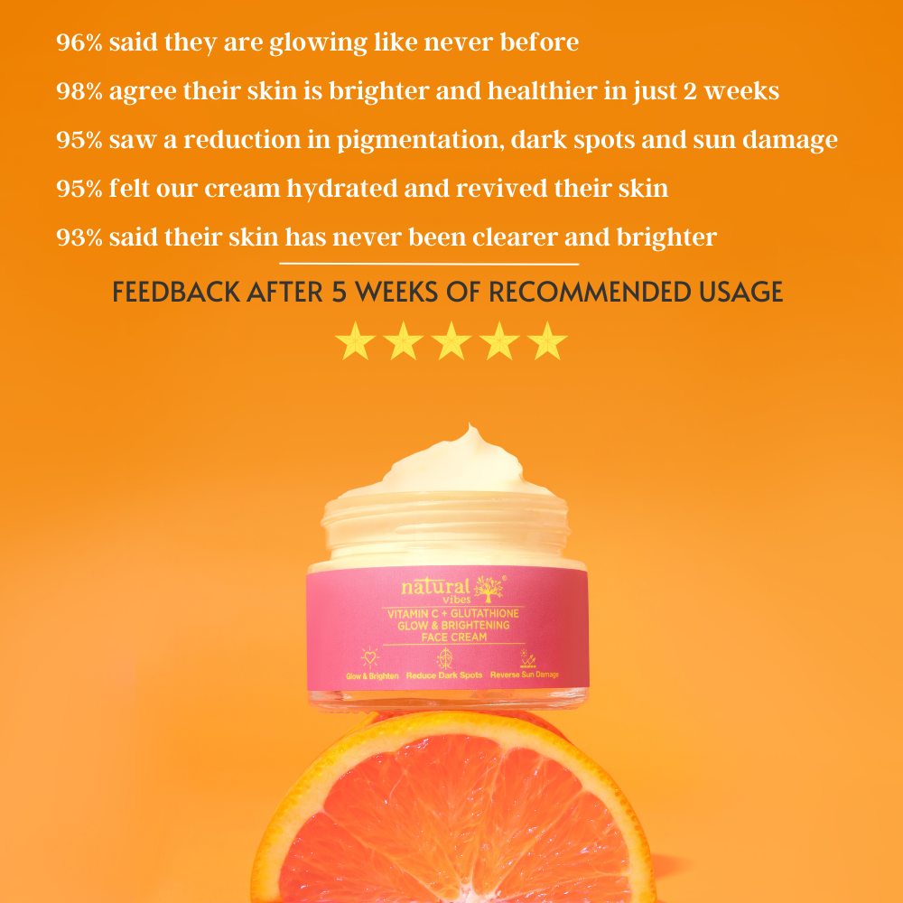 Natural Vibes Vitamin C + Glutathione Glow & Brightening Face Day & Night Cream ( 50 g ) ( Full Size )